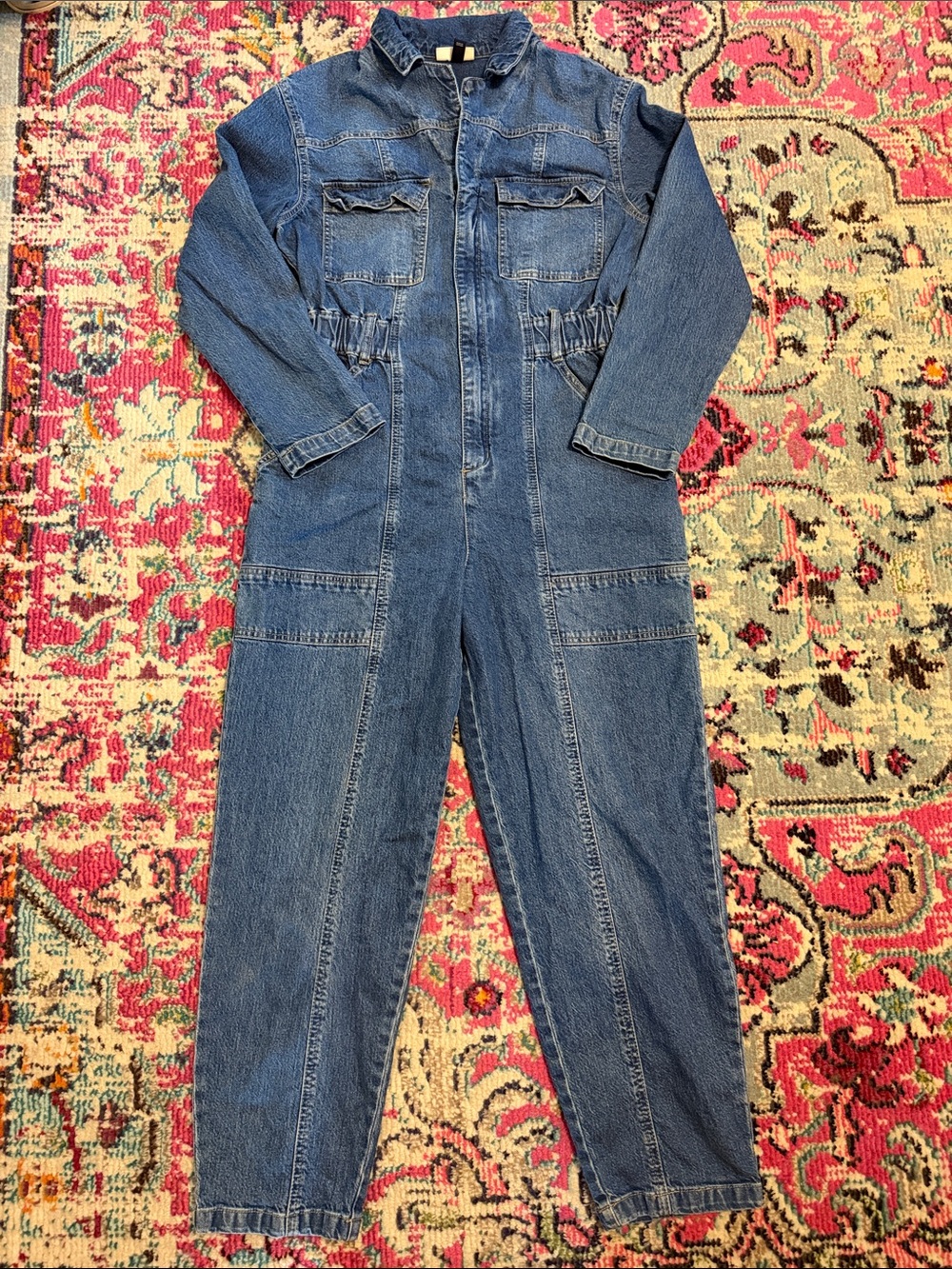 Universal Thread Long Sleeve Denim Jumpsuit Indigo Wash - Size 8